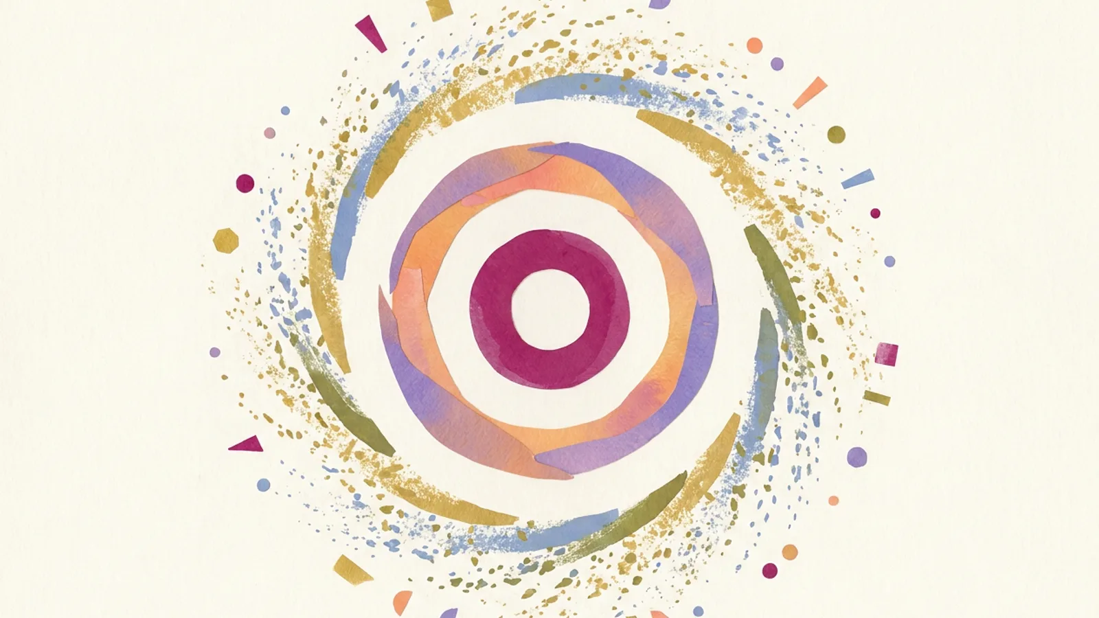 Three concentric rings, the outermost made of scattered particles reaching far beyond the inner two